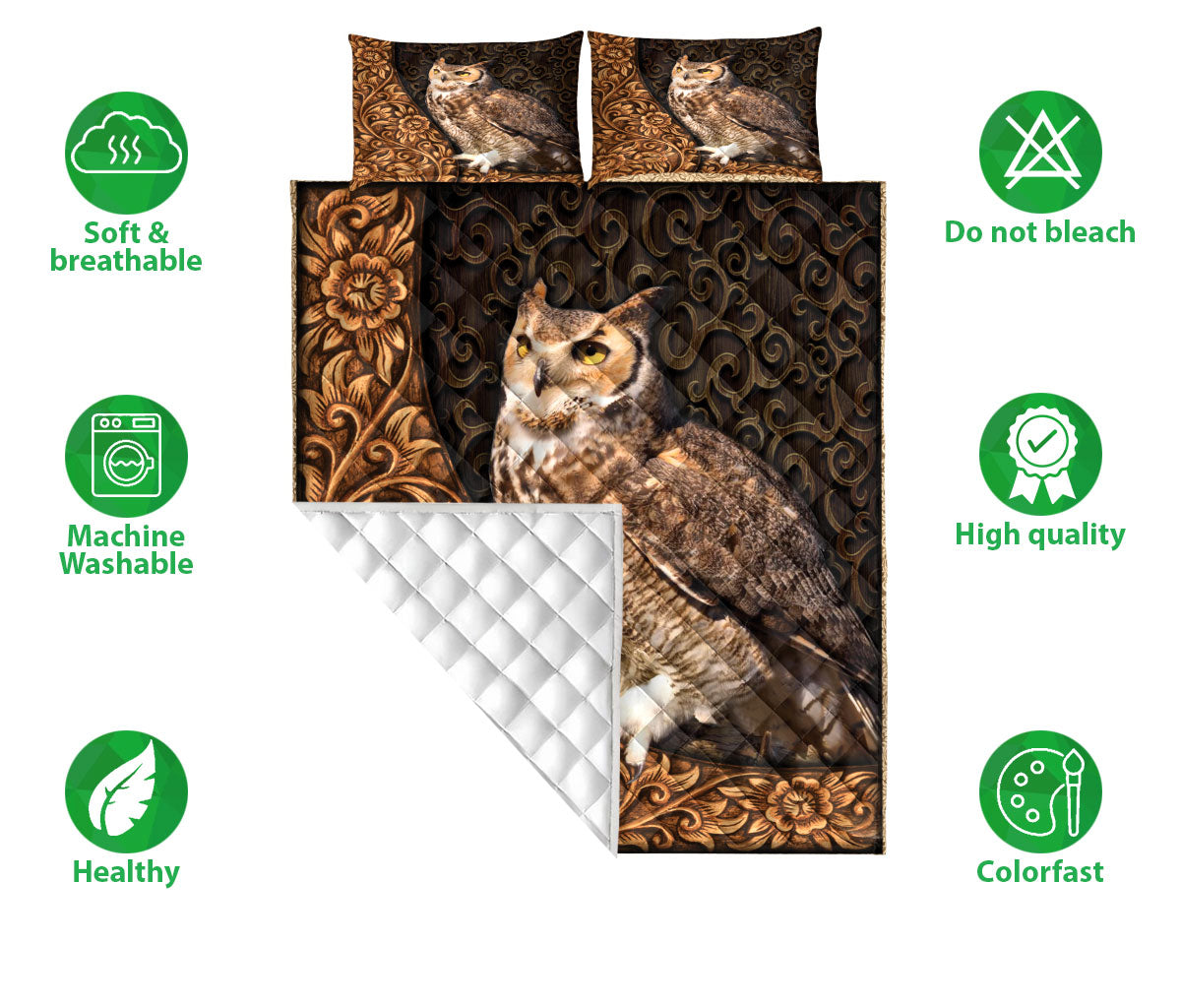 Ohaprints-Quilt-Bed-Set-Pillowcase-Owl-Brown-Pattern-Love-Owl-Animal-Lover-Blanket-Bedspread-Bedding-892-Double (70'' x 80'')