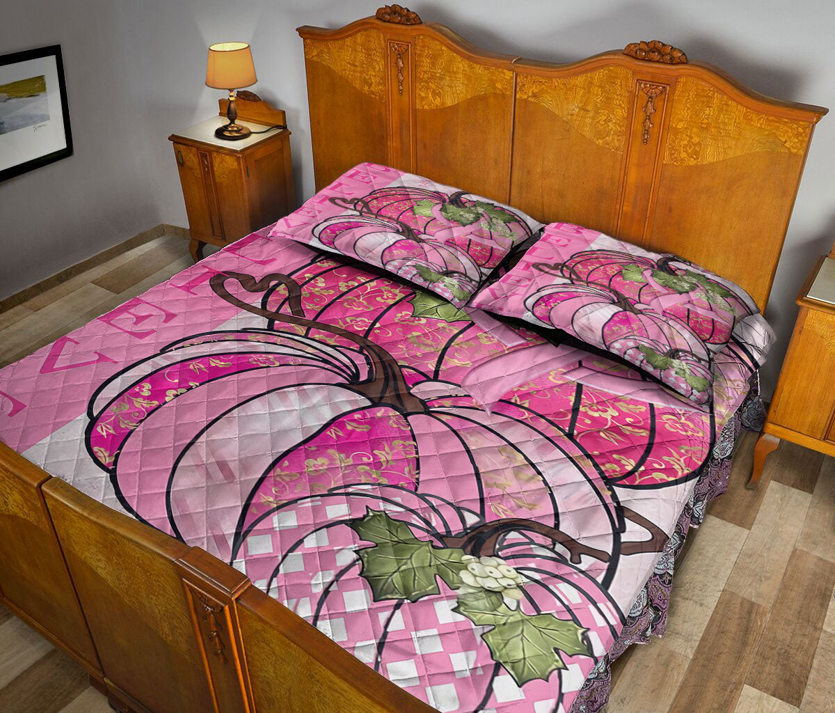 Ohaprints-Quilt-Bed-Set-Pillowcase-Pumpkin-Breast-Cancer-Believe-Gillter-Blanket-Bedspread-Bedding-2057-Queen (80'' x 90'')