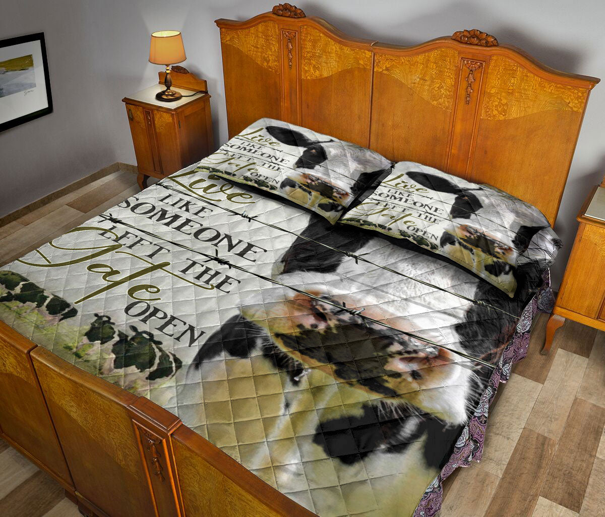 Ohaprints-Quilt-Bed-Set-Pillowcase-Cow-Live-Like-Someone-Left-The-Gate-Open-Blanket-Bedspread-Bedding-893-Queen (80'' x 90'')