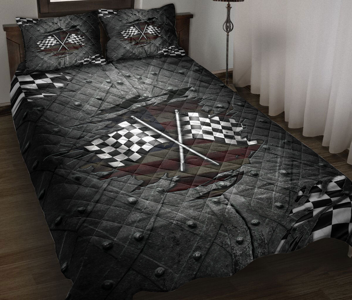 Ohaprints-Quilt-Bed-Set-Pillowcase-Racing-Flag-Crack-Pattern-Checkered-Flag-Racer-Racing-Lover-Gift-Blanket-Bedspread-Bedding-2058-Throw (55'' x 60'')