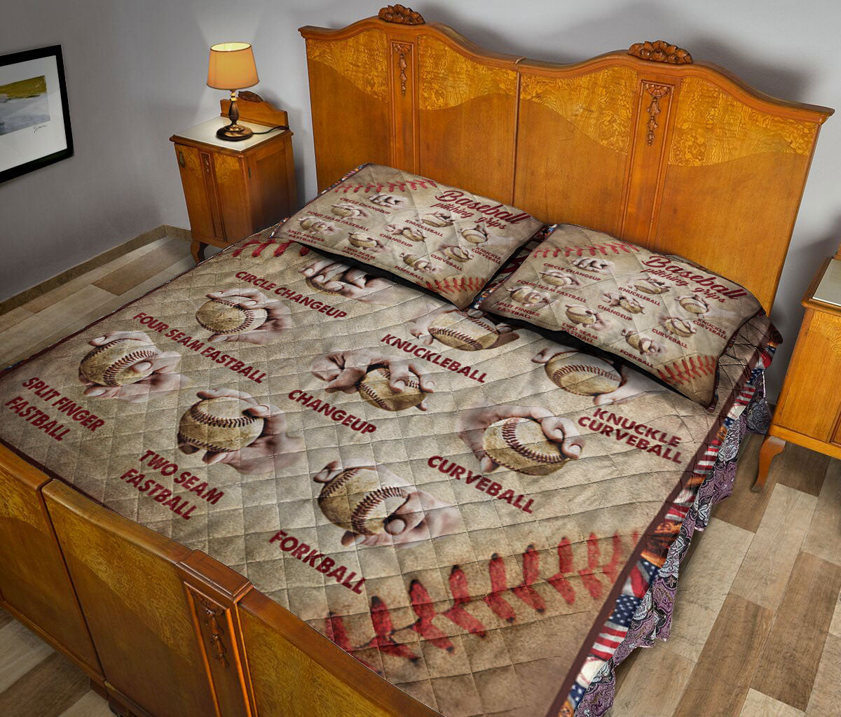 Ohaprints-Quilt-Bed-Set-Pillowcase-Baseball-Pitching-Grips-Baseball-Player-Blanket-Bedspread-Bedding-891-Queen (80'' x 90'')