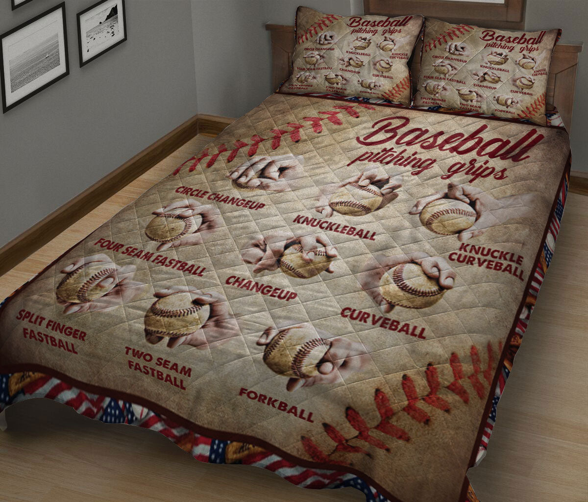 Ohaprints-Quilt-Bed-Set-Pillowcase-Baseball-Pitching-Grips-Baseball-Player-Blanket-Bedspread-Bedding-891-King (90'' x 100'')