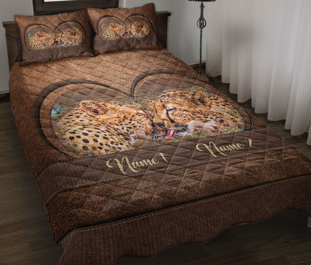 Ohaprints-Quilt-Bed-Set-Pillowcase-Leopard-Couple-Animal-Gifts-For-Husband-Wife-Custom-Personalized-Name-Blanket-Bedspread-Bedding-2878-Throw (55'' x 60'')