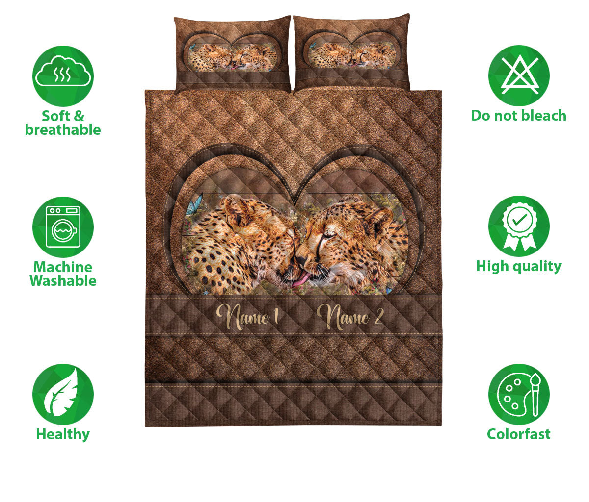 Ohaprints-Quilt-Bed-Set-Pillowcase-Leopard-Couple-Animal-Gifts-For-Husband-Wife-Custom-Personalized-Name-Blanket-Bedspread-Bedding-2878-Double (70'' x 80'')