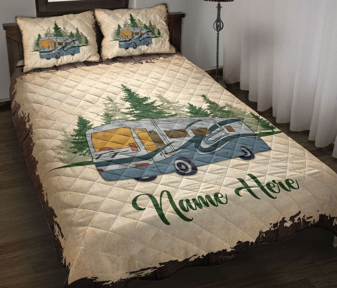 Ohaprints-Quilt-Bed-Set-Pillowcase-Camping-Camper-Vintage-Class-A-Rvs-Custom-Personalized-Name-Blanket-Bedspread-Bedding-1115-Throw (55'' x 60'')