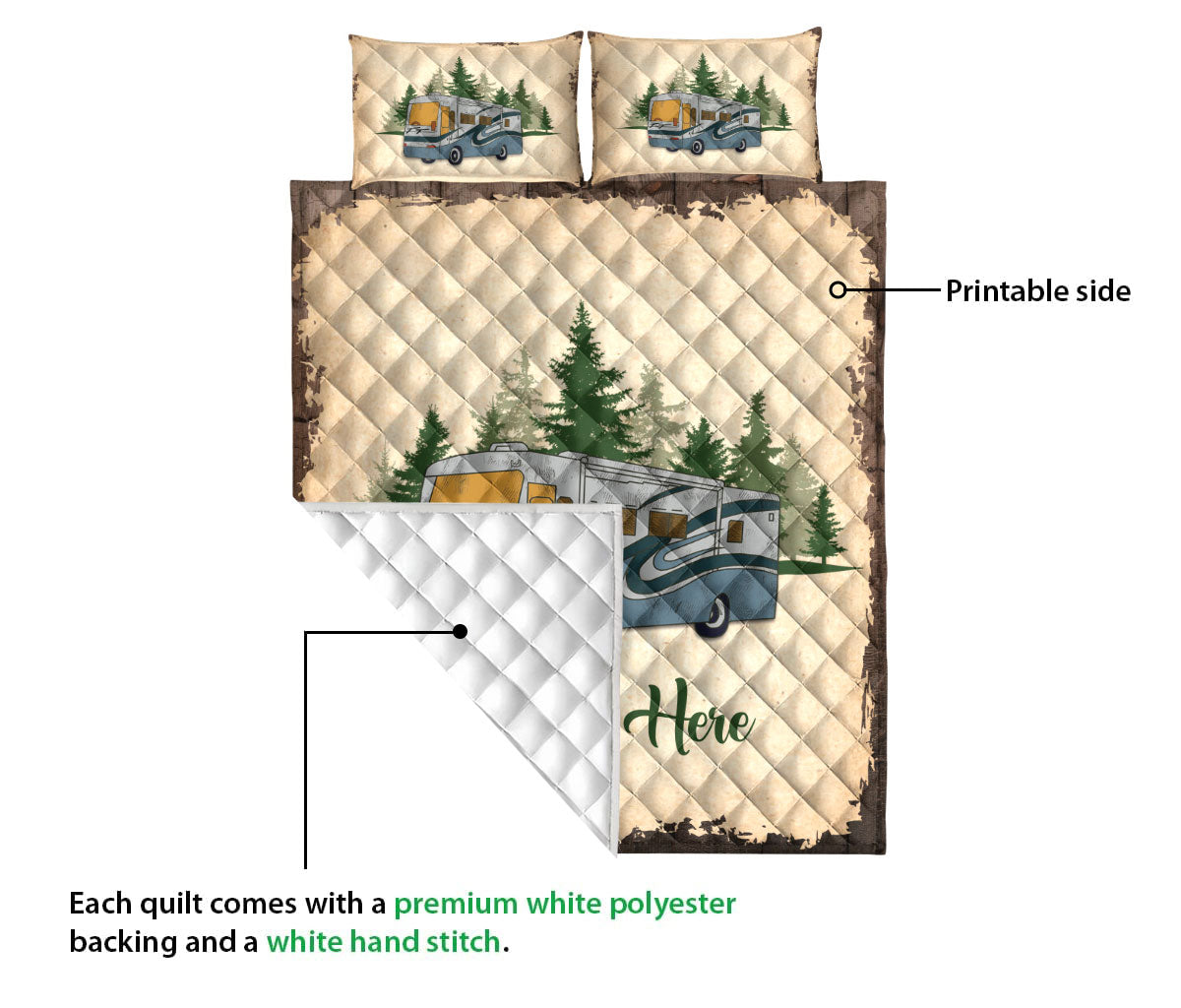 Ohaprints-Quilt-Bed-Set-Pillowcase-Camping-Camper-Vintage-Class-A-Rvs-Custom-Personalized-Name-Blanket-Bedspread-Bedding-1115-Queen (80'' x 90'')