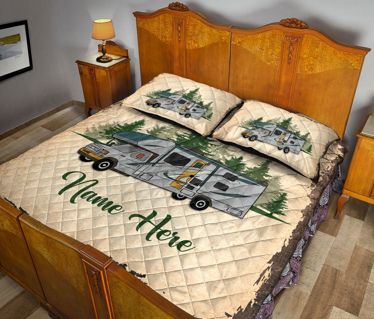 Ohaprints-Quilt-Bed-Set-Pillowcase-Camping-Camper-Vintage-Class-C-Rvs-Custom-Personalized-Name-Blanket-Bedspread-Bedding-1699-King (90'' x 100'')