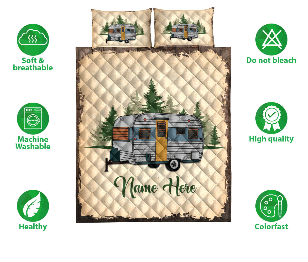 Ohaprints-Quilt-Bed-Set-Pillowcase-Camping-Camper-Vintage-Trailer-Rvs-Custom-Personalized-Name-Blanket-Bedspread-Bedding-2287-Double (70'' x 80'')