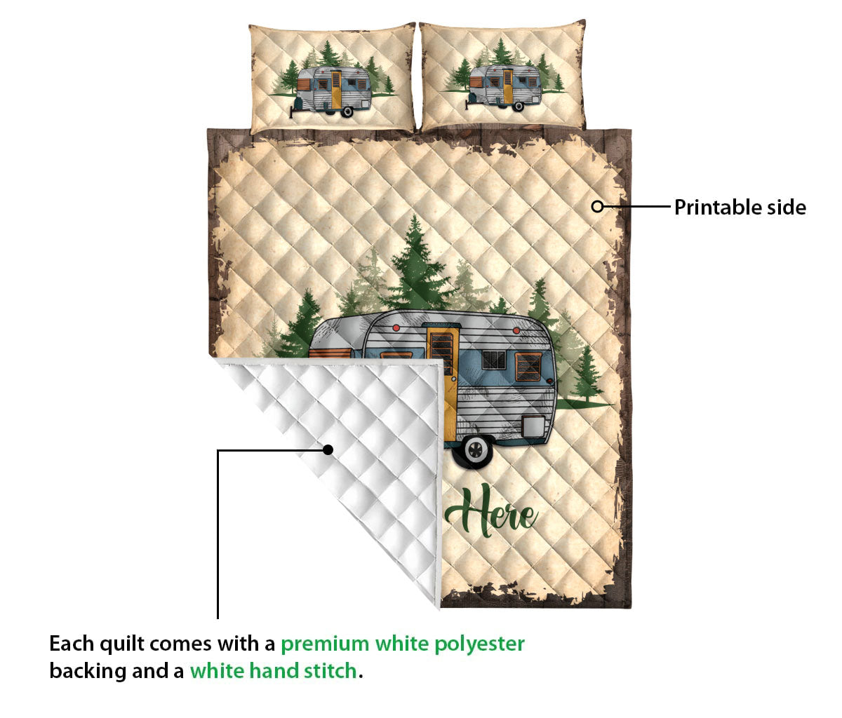 Ohaprints-Quilt-Bed-Set-Pillowcase-Camping-Camper-Vintage-Trailer-Rvs-Custom-Personalized-Name-Blanket-Bedspread-Bedding-2287-Queen (80'' x 90'')