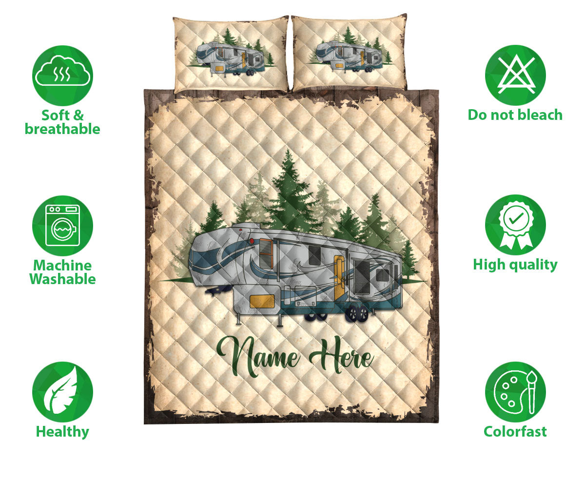 Ohaprints-Quilt-Bed-Set-Pillowcase-Camping-Camper-Vintage-5Th-Wheel-Rvs-Custom-Personalized-Name-Blanket-Bedspread-Bedding-2879-Double (70'' x 80'')