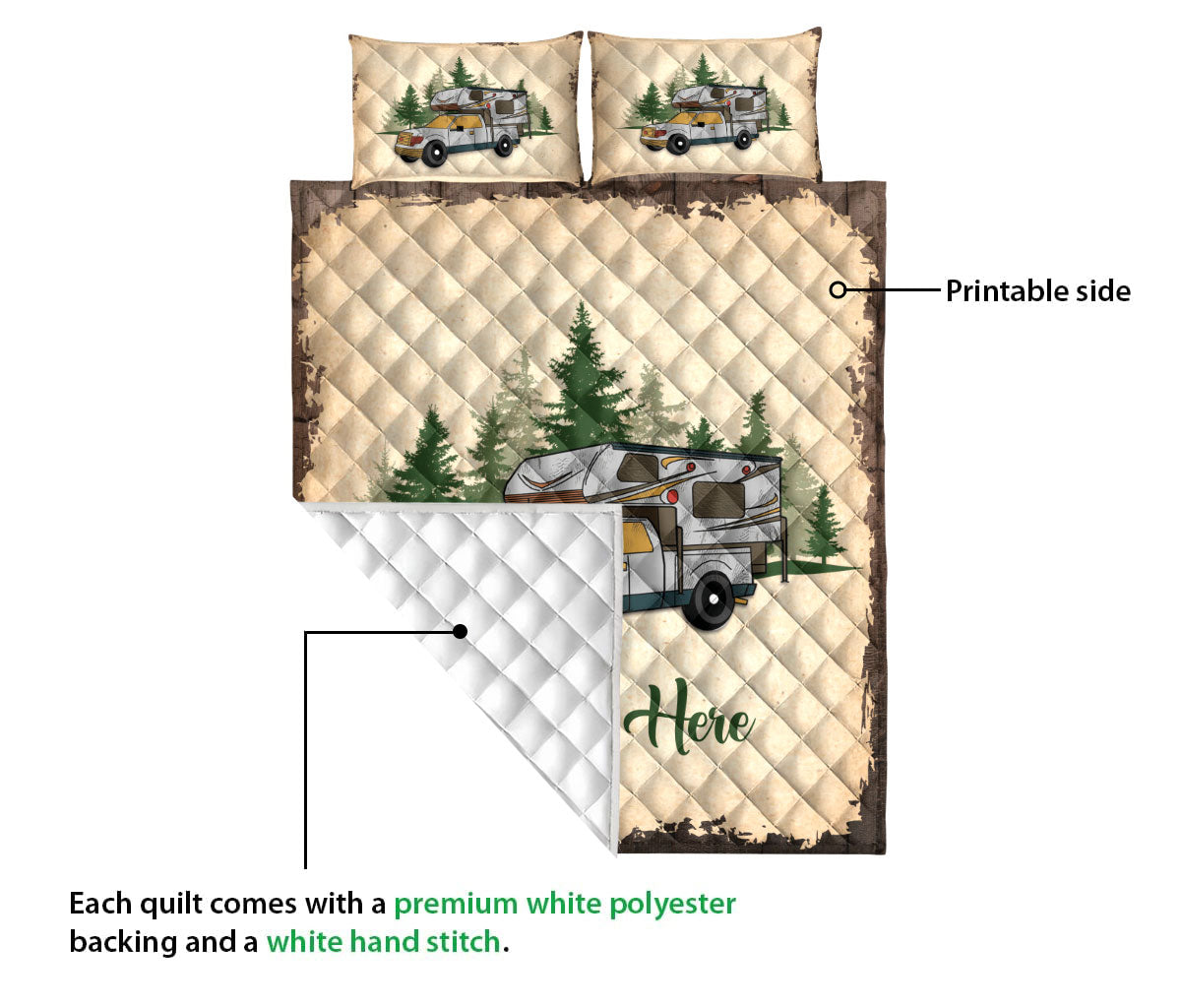 Ohaprints-Quilt-Bed-Set-Pillowcase-Camping-Camper-Vintage-Camping-Truck-Rvs-Custom-Personalized-Name-Blanket-Bedspread-Bedding-2288-Queen (80'' x 90'')