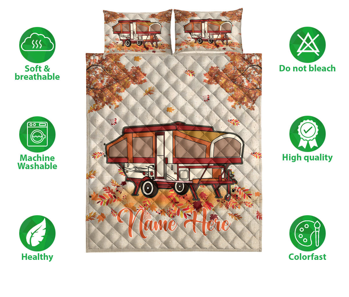 Ohaprints-Quilt-Bed-Set-Pillowcase-Fall-Camping-Camper-Vintage-Popup-Rvs-Custom-Personalized-Name-Blanket-Bedspread-Bedding-2880-Double (70'' x 80'')