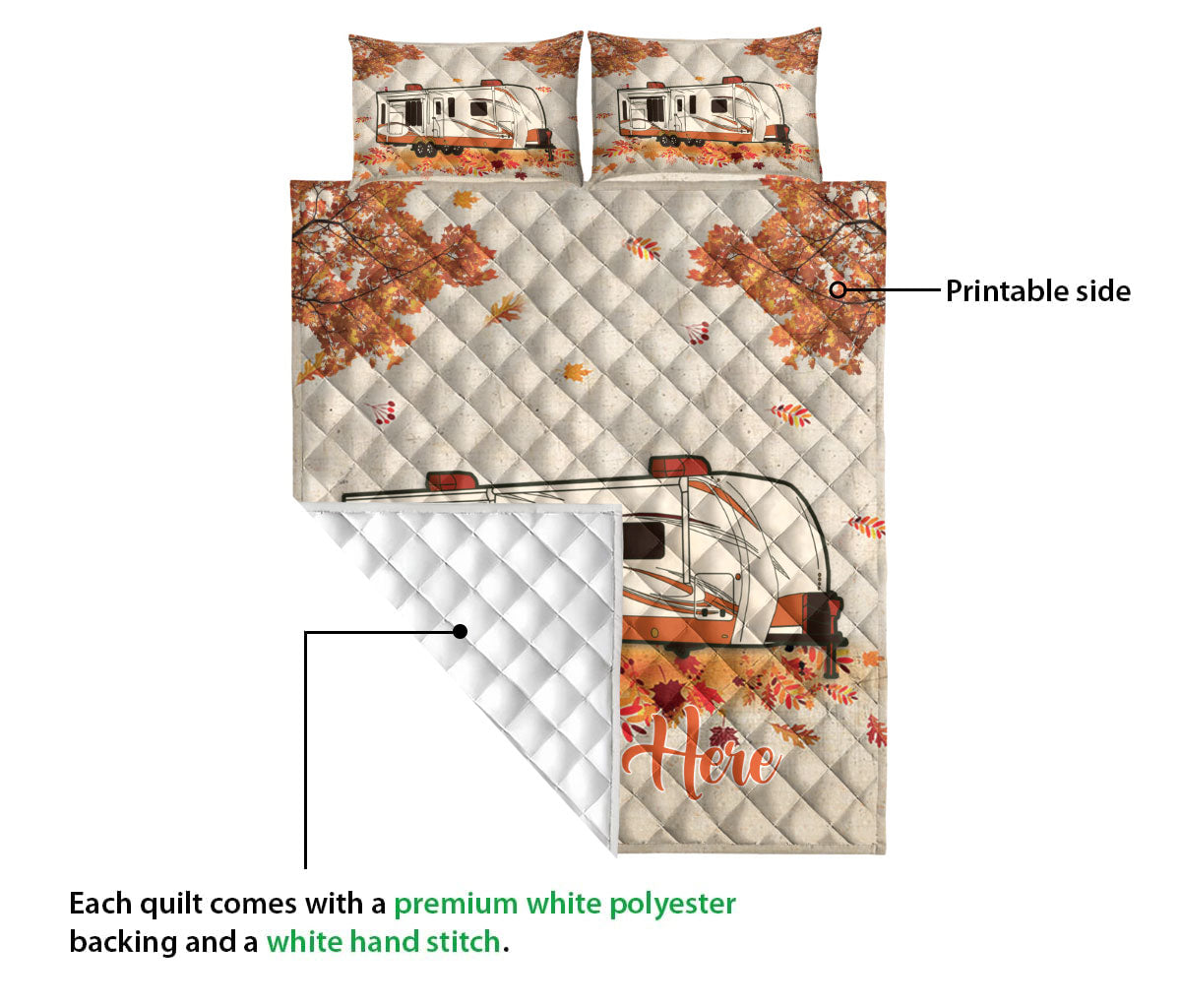 Ohaprints-Quilt-Bed-Set-Pillowcase-Fall-Camping-Camper-Vintage-Travel-Trailer-Rvs-Custom-Personalized-Name-Blanket-Bedspread-Bedding-1117-Queen (80'' x 90'')