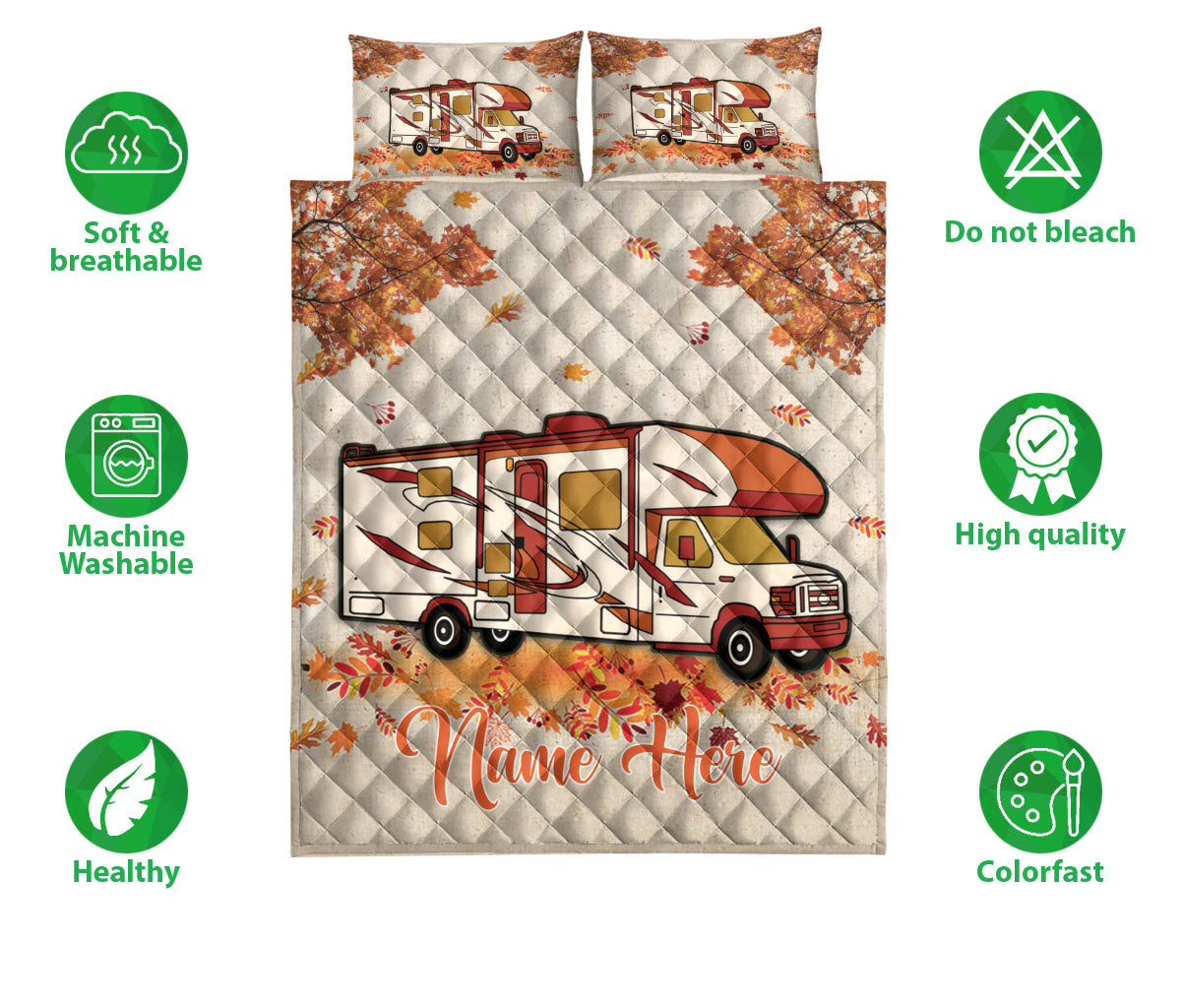 Ohaprints-Quilt-Bed-Set-Pillowcase-Fall-Camping-Camper-Vintage-Class-C-Rvs-Custom-Personalized-Name-Blanket-Bedspread-Bedding-1701-Double (70'' x 80'')