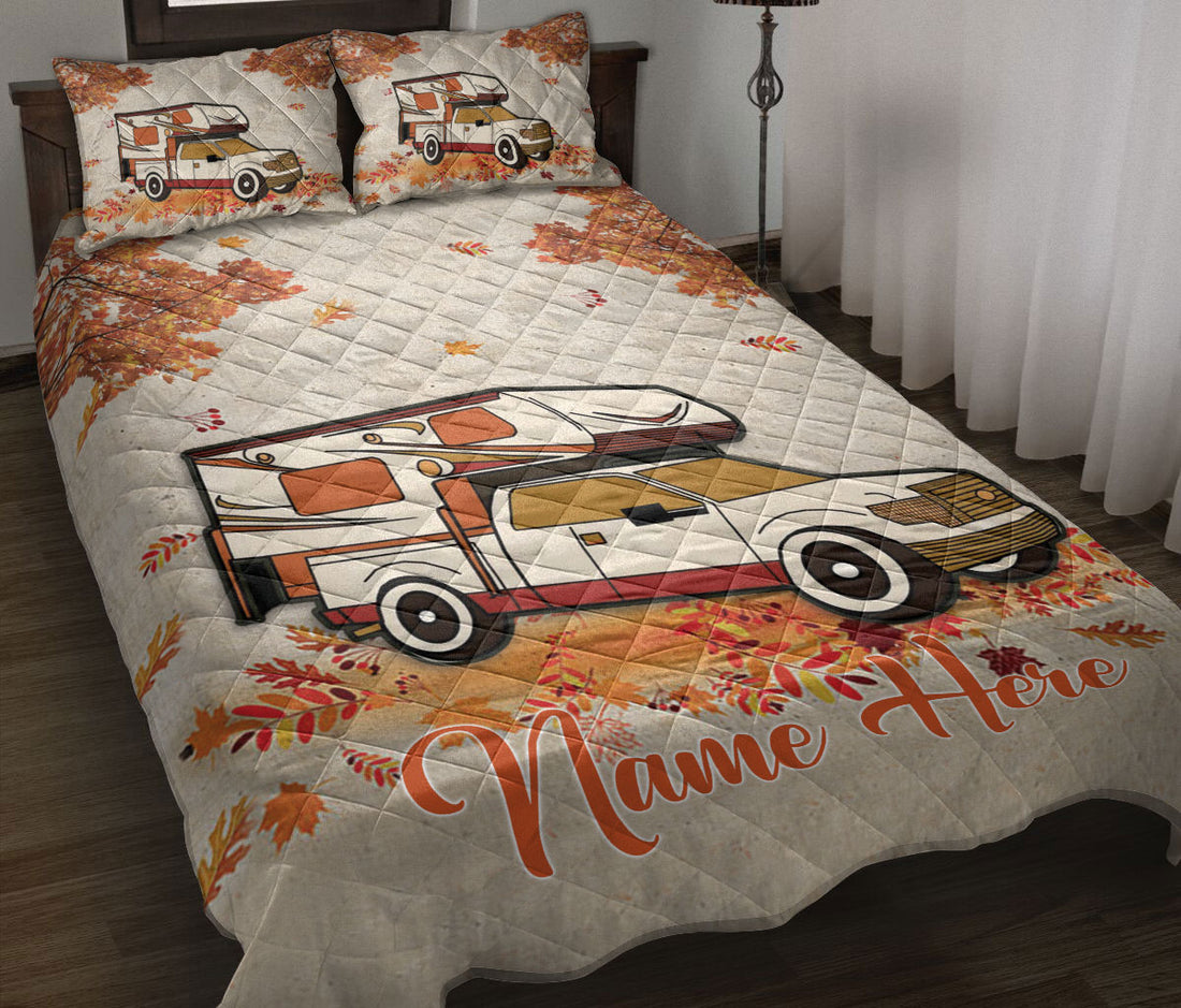 Ohaprints-Quilt-Bed-Set-Pillowcase-Fall-Camping-Camper-Vintage-Camping-Truck-Rvs-Custom-Personalized-Name-Blanket-Bedspread-Bedding-2881-Throw (55'' x 60'')