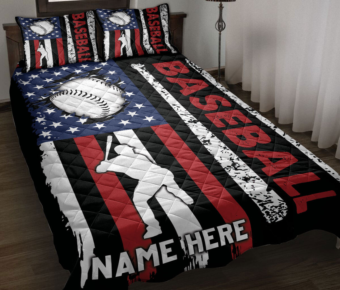 Ohaprints-Quilt-Bed-Set-Pillowcase-Baseball-Player-American-Flag-Usa-Unique-Gifts-Custom-Personalized-Name-Blanket-Bedspread-Bedding-3218-Throw (55'' x 60'')