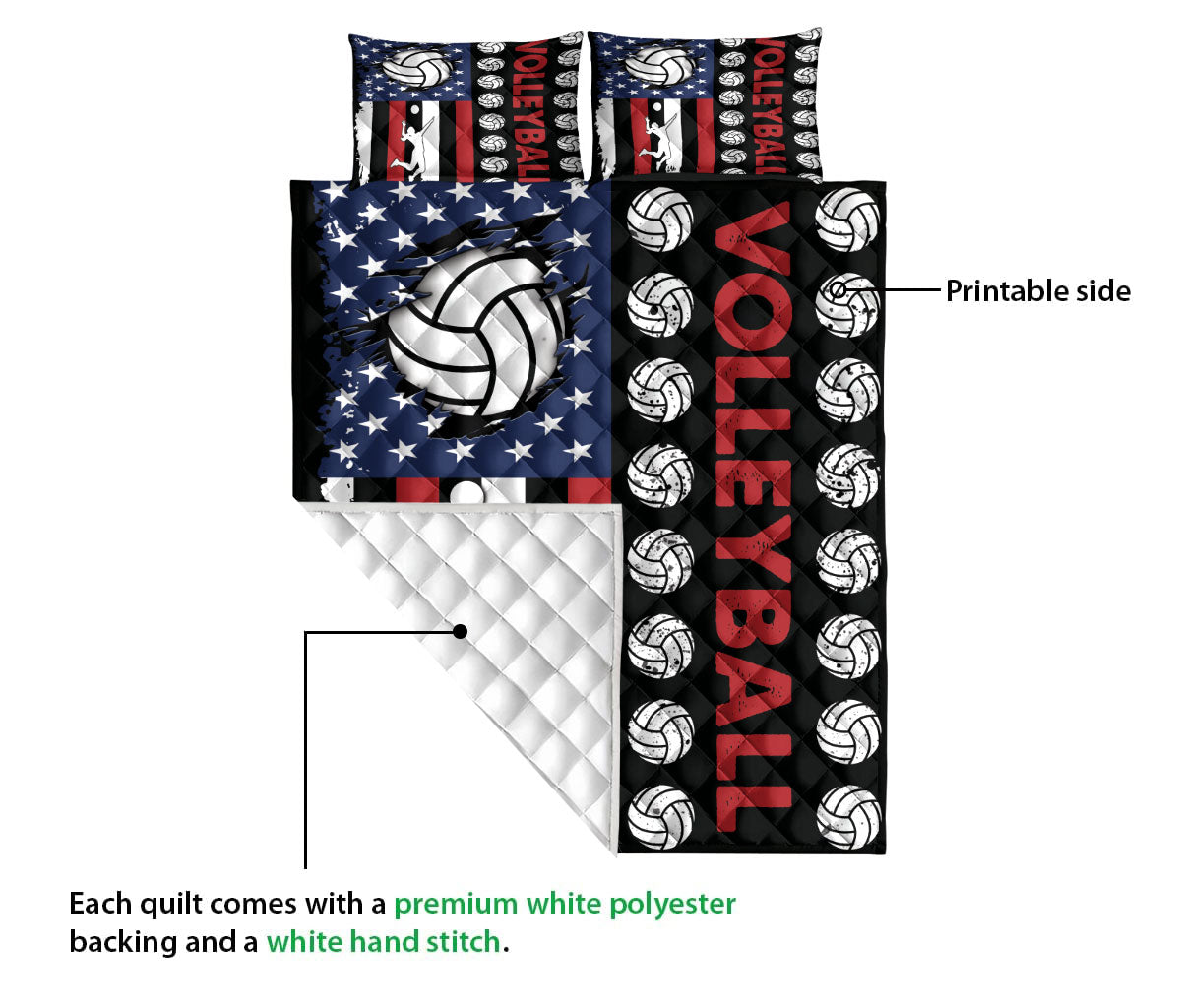 Ohaprints-Quilt-Bed-Set-Pillowcase-Volleyball-Player-American-Flag-Usa-Gifts-Custom-Personalized-Name-Blanket-Bedspread-Bedding-3436-Queen (80'' x 90'')