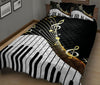 Ohaprints-Quilt-Bed-Set-Pillowcase-Music-Piano-Keys-Golden-Music-Notes-Music-Theme-Musical-Note-Black-White-Blanket-Bedspread-Bedding-2659-King (90&#39;&#39; x 100&#39;&#39;)