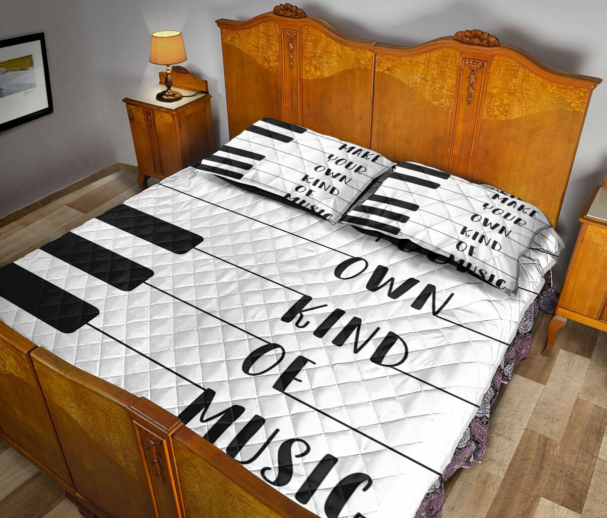 Ohaprints-Quilt-Bed-Set-Pillowcase-Piano-Keys-Make-Your-Own-Kind-Of-Music-Keyboard-Music-Notes-Blanket-Bedspread-Bedding-1480-Queen (80'' x 90'')