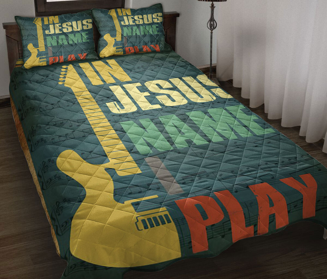 Ohaprints-Quilt-Bed-Set-Pillowcase-Guitar-In-Jesus-Name-I-Play-Guitar-Gift-For-Guitarist-Blanket-Bedspread-Bedding-2660-Throw (55'' x 60'')