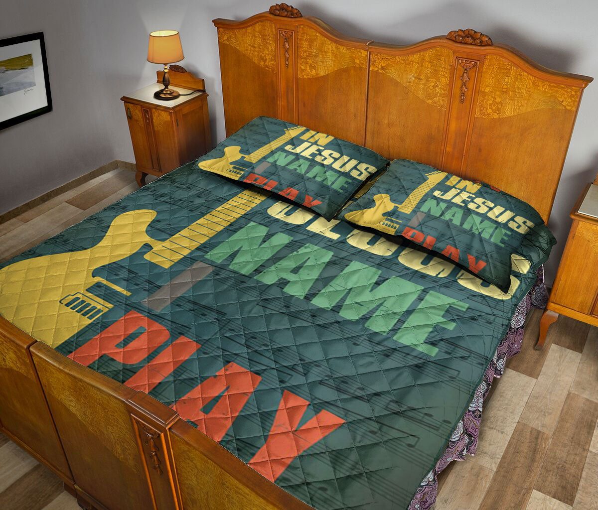 Ohaprints-Quilt-Bed-Set-Pillowcase-Guitar-In-Jesus-Name-I-Play-Guitar-Gift-For-Guitarist-Blanket-Bedspread-Bedding-2660-Queen (80'' x 90'')