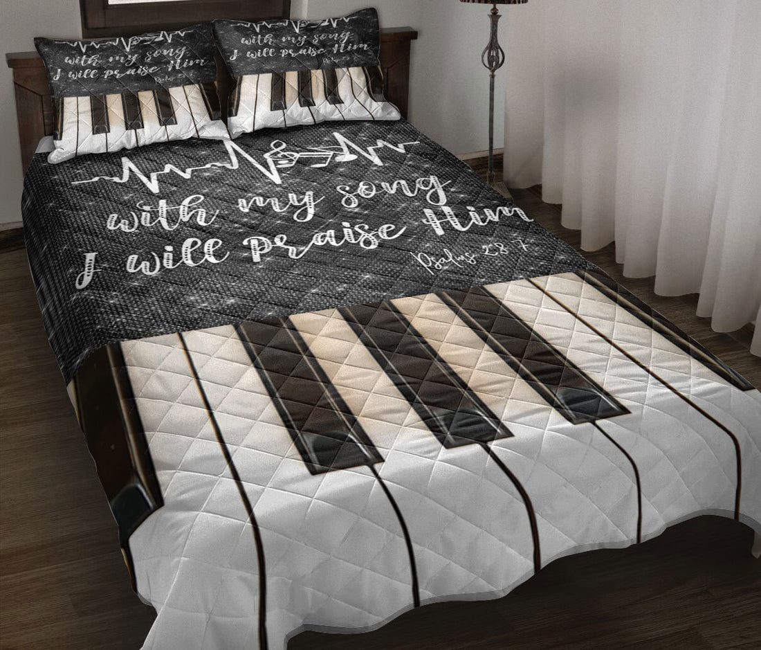 Ohaprints-Quilt-Bed-Set-Pillowcase-Piano-With-My-Song-I-Will-Praise-Him-Key-Music-Notes-Gift-For-Pianist-Blanket-Bedspread-Bedding-902-Throw (55'' x 60'')