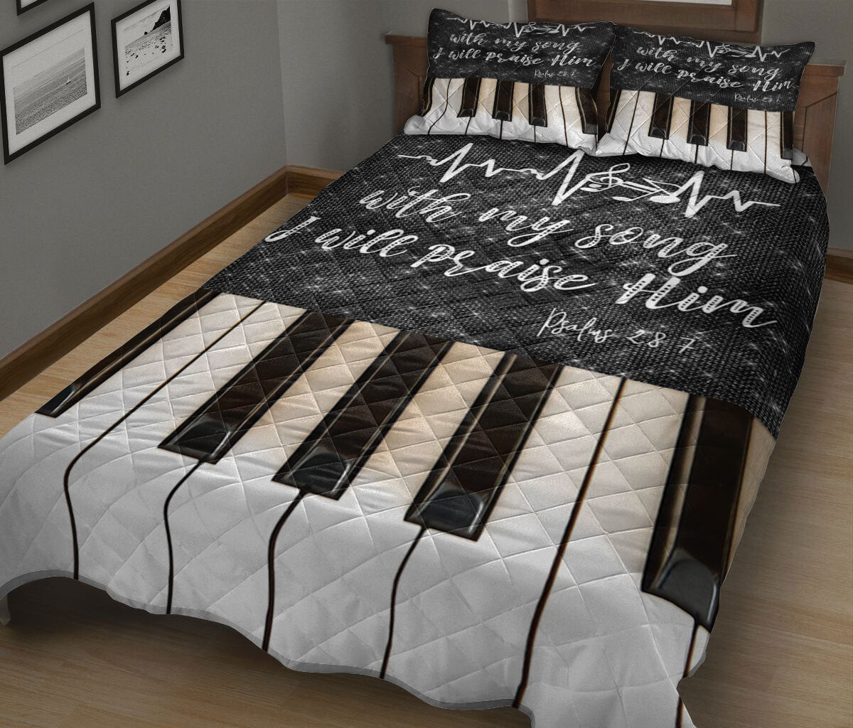 Ohaprints-Quilt-Bed-Set-Pillowcase-Piano-With-My-Song-I-Will-Praise-Him-Key-Music-Notes-Gift-For-Pianist-Blanket-Bedspread-Bedding-902-King (90'' x 100'')