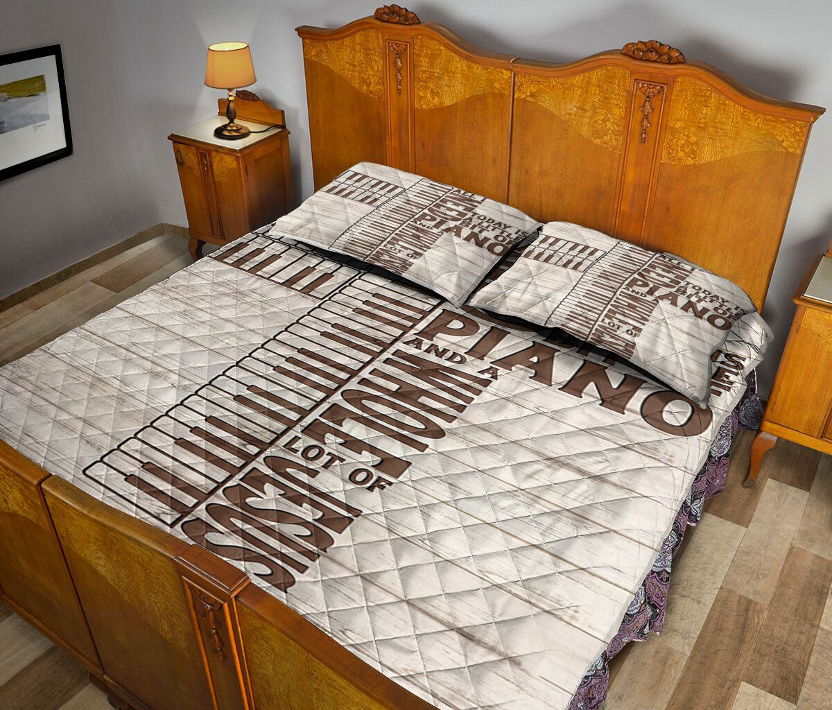 Ohaprints-Quilt-Bed-Set-Pillowcase-Piano-All-I-Need-Is-Music-And-Jesus-Vintage-Gift-For-Pianist-Blanket-Bedspread-Bedding-2067-Queen (80'' x 90'')