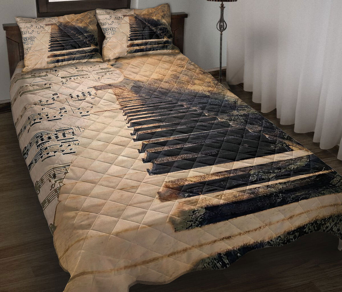 Ohaprints-Quilt-Bed-Set-Pillowcase-Piano-Keys-Vintage-Watercolor-Music-Key-Notes-Gift-For-Pianist-Blanket-Bedspread-Bedding-311-Throw (55'' x 60'')