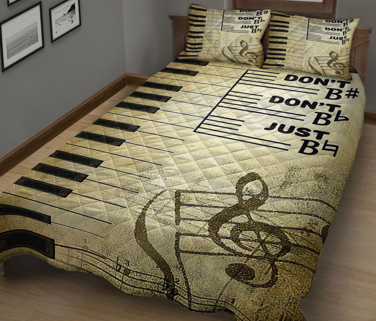 Ohaprints-Quilt-Bed-Set-Pillowcase-Music-Piano-Keys-Music-Notes-Vintage-Paper-Gift-For-Pianist-Blanket-Bedspread-Bedding-903-King (90'' x 100'')