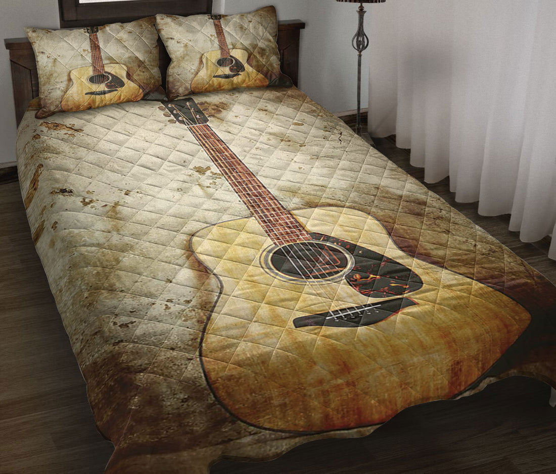 Ohaprints-Quilt-Bed-Set-Pillowcase-Acoustic-Guitar-Vinate-Watercolor-Gift-For-Guitarist-Blanket-Bedspread-Bedding-2663-Throw (55'' x 60'')