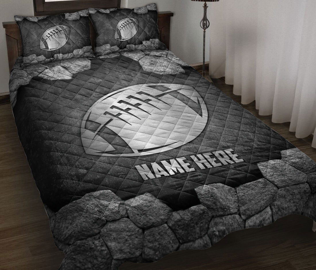 Ohaprints-Quilt-Bed-Set-Pillowcase-American-Football-Ball-Stone-Metal-Silver-Sport-Gift-Custom-Personalized-Name-Blanket-Bedspread-Bedding-1709-Throw (55'' x 60'')