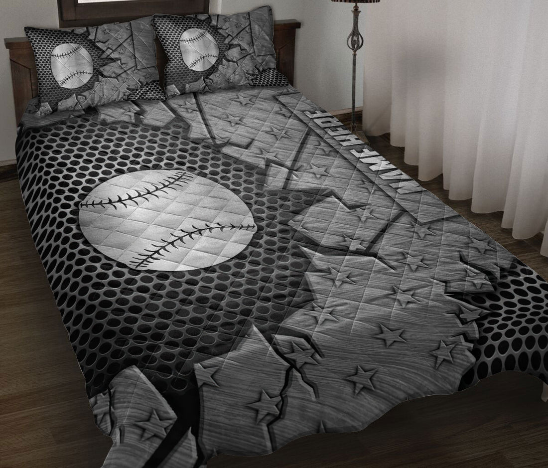 Ohaprints-Quilt-Bed-Set-Pillowcase-Softball-Crack-Metal-Silver-Pattern-Sport-Gift-Custom-Personalized-Name-Blanket-Bedspread-Bedding-1125-Throw (55'' x 60'')