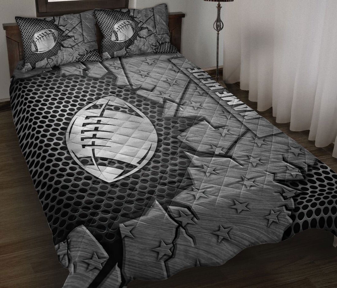 Ohaprints-Quilt-Bed-Set-Pillowcase-American-Football-Crack-Metal-Silver-Sport-Gift-Custom-Personalized-Name-Blanket-Bedspread-Bedding-1710-Throw (55'' x 60'')