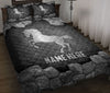 Ohaprints-Quilt-Bed-Set-Pillowcase-Horse-Metal-Silver-Pattern-Gifts-For-Horse-Lover-Custom-Personalized-Name-Blanket-Bedspread-Bedding-2891-Throw (55&#39;&#39; x 60&#39;&#39;)