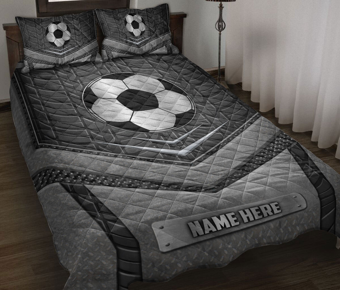 Ohaprints-Quilt-Bed-Set-Pillowcase-Soccer-Silver-Metal-Unique-Gifts-Custom-Personalized-Name-Blanket-Bedspread-Bedding-1721-Throw (55'' x 60'')