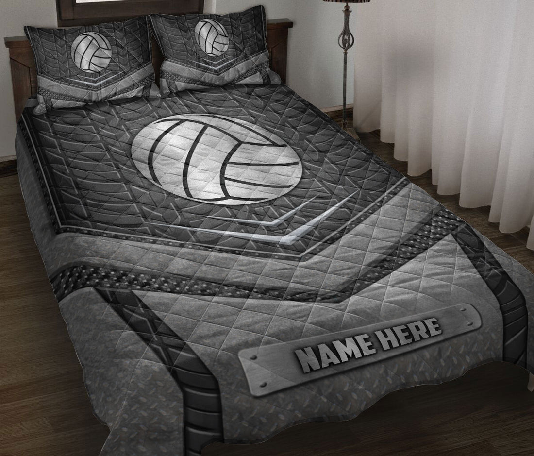 Ohaprints-Quilt-Bed-Set-Pillowcase-Volleyball-Silver-Metal-Unique-Gifts-Custom-Personalized-Name-Blanket-Bedspread-Bedding-2310-Throw (55'' x 60'')