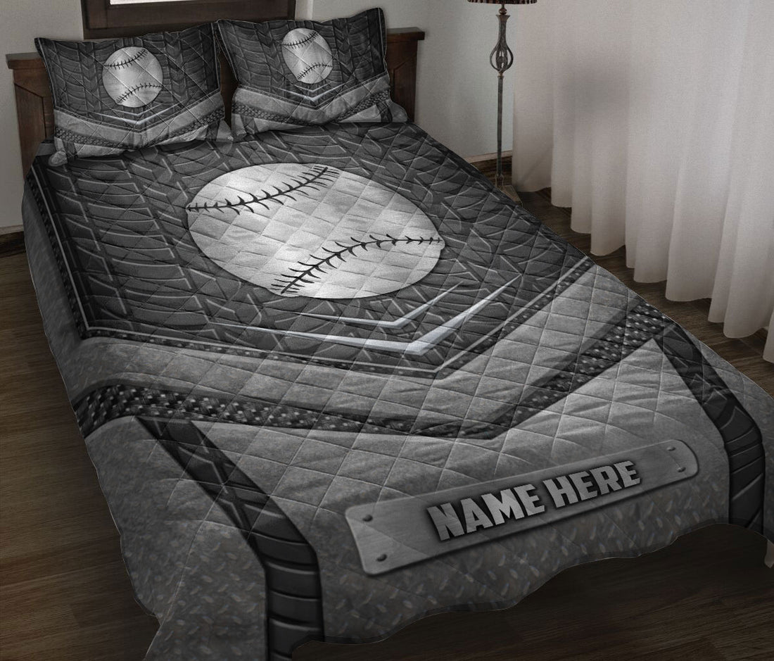 Ohaprints-Quilt-Bed-Set-Pillowcase-Softball-Silver-Metal-Unique-Gifts-Custom-Personalized-Name-Blanket-Bedspread-Bedding-551-Throw (55'' x 60'')