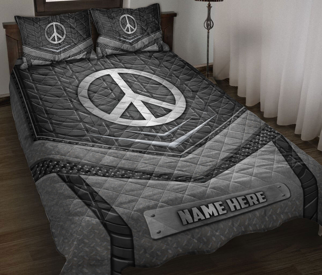 Ohaprints-Quilt-Bed-Set-Pillowcase-Hippe-Peace-Sign-Silver-Metal-Unique-Gifts-Custom-Personalized-Name-Blanket-Bedspread-Bedding-552-Throw (55'' x 60'')