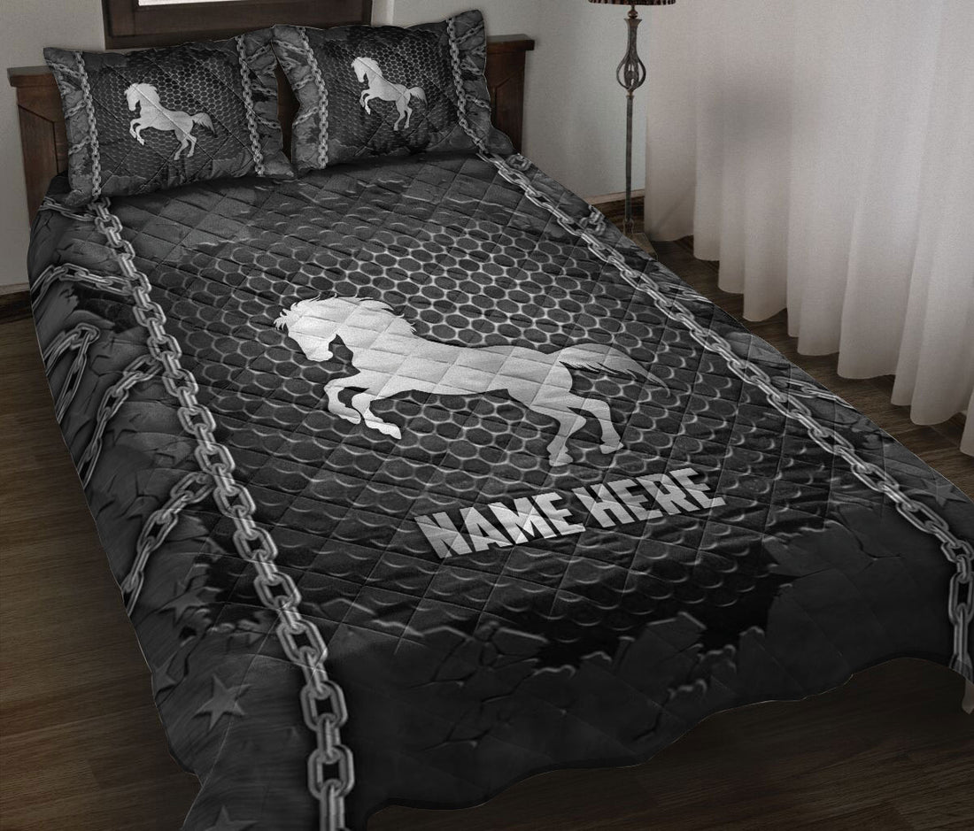 Ohaprints-Quilt-Bed-Set-Pillowcase-Horse-Iron-Chain-Pattern-Unique-Gifts-Custom-Personalized-Name-Blanket-Bedspread-Bedding-2904-Throw (55'' x 60'')