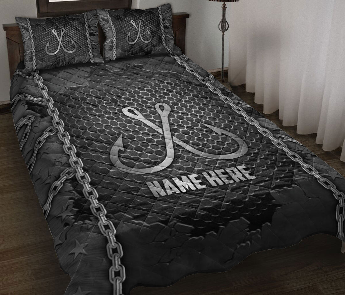 Ohaprints-Quilt-Bed-Set-Pillowcase-Fishing-Hook-Fisherman-Iron-Chain-Pattern-Unique-Gift-Custom-Personalized-Name-Blanket-Bedspread-Bedding-2905-Throw (55'' x 60'')