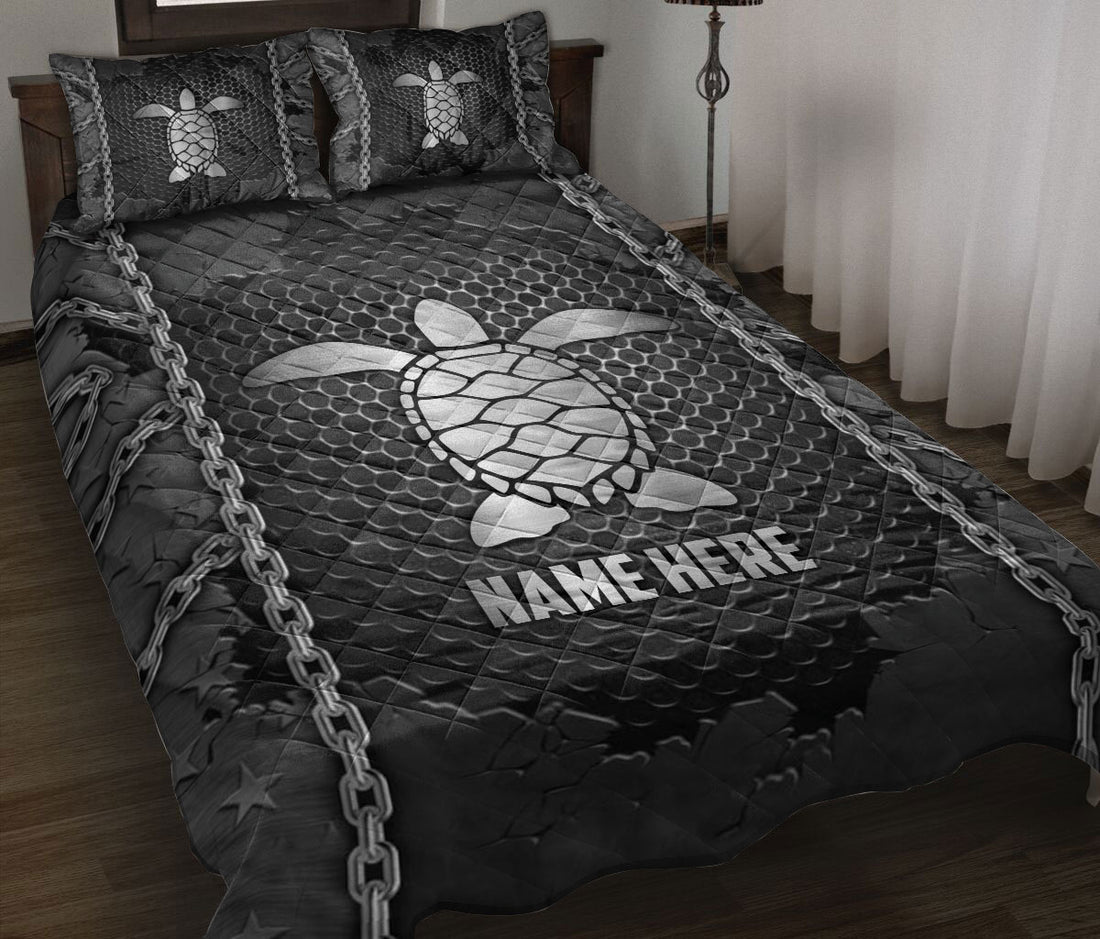 Ohaprints-Quilt-Bed-Set-Pillowcase-Turtle-Iron-Chain-Pattern-Unique-Gifts-Custom-Personalized-Name-Blanket-Bedspread-Bedding-2906-Throw (55'' x 60'')