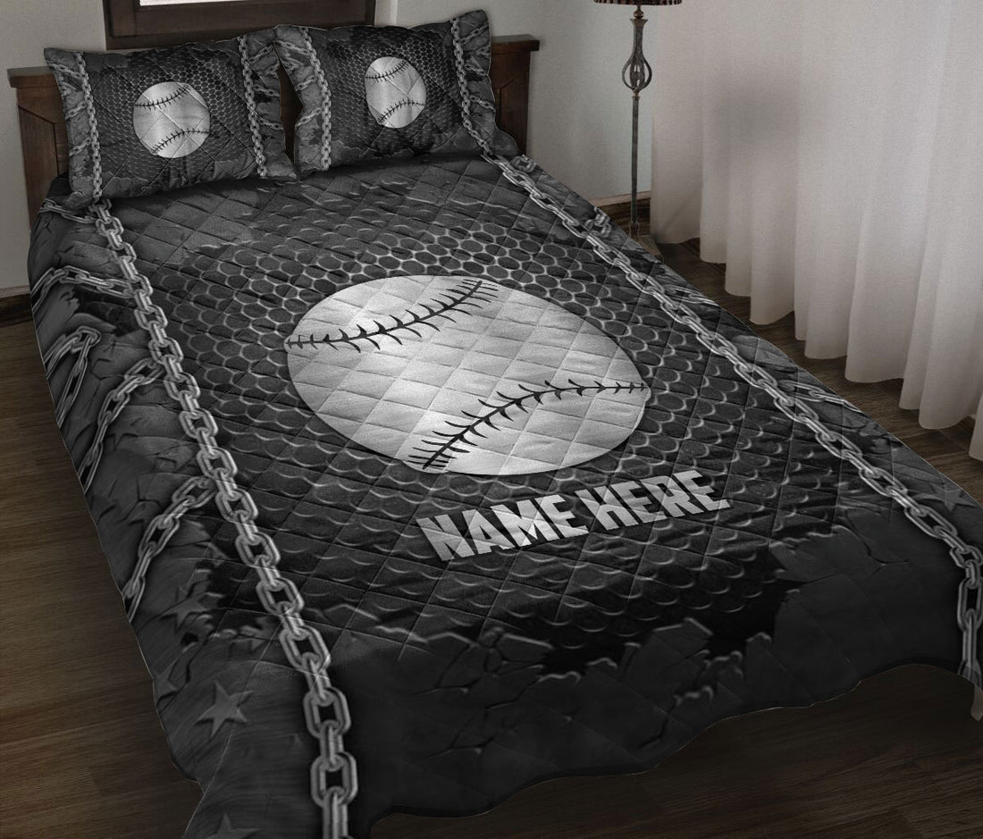 Ohaprints-Quilt-Bed-Set-Pillowcase-Softball-Iron-Chain-Pattern-Unique-Gifts-Custom-Personalized-Name-Blanket-Bedspread-Bedding-556-Throw (55'' x 60'')