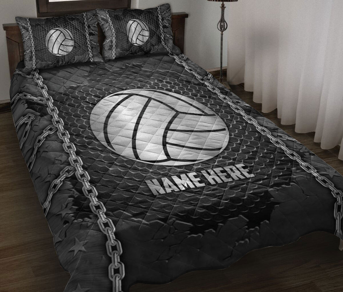 Ohaprints-Quilt-Bed-Set-Pillowcase-Volleyball-Iron-Chain-Pattern-Unique-Gifts-Custom-Personalized-Name-Blanket-Bedspread-Bedding-1727-Throw (55'' x 60'')