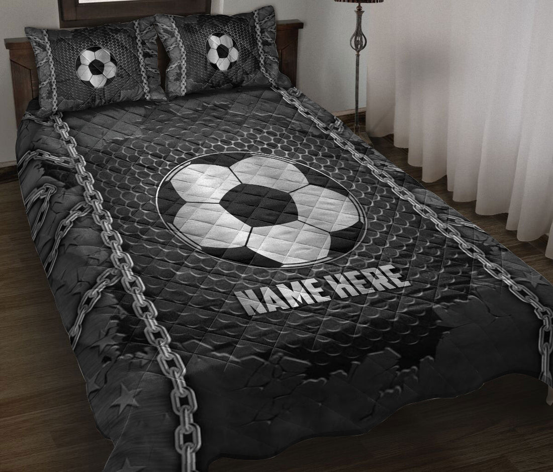 Ohaprints-Quilt-Bed-Set-Pillowcase-Soccer-Iron-Chain-Pattern-Unique-Gifts-Custom-Personalized-Name-Blanket-Bedspread-Bedding-2314-Throw (55'' x 60'')