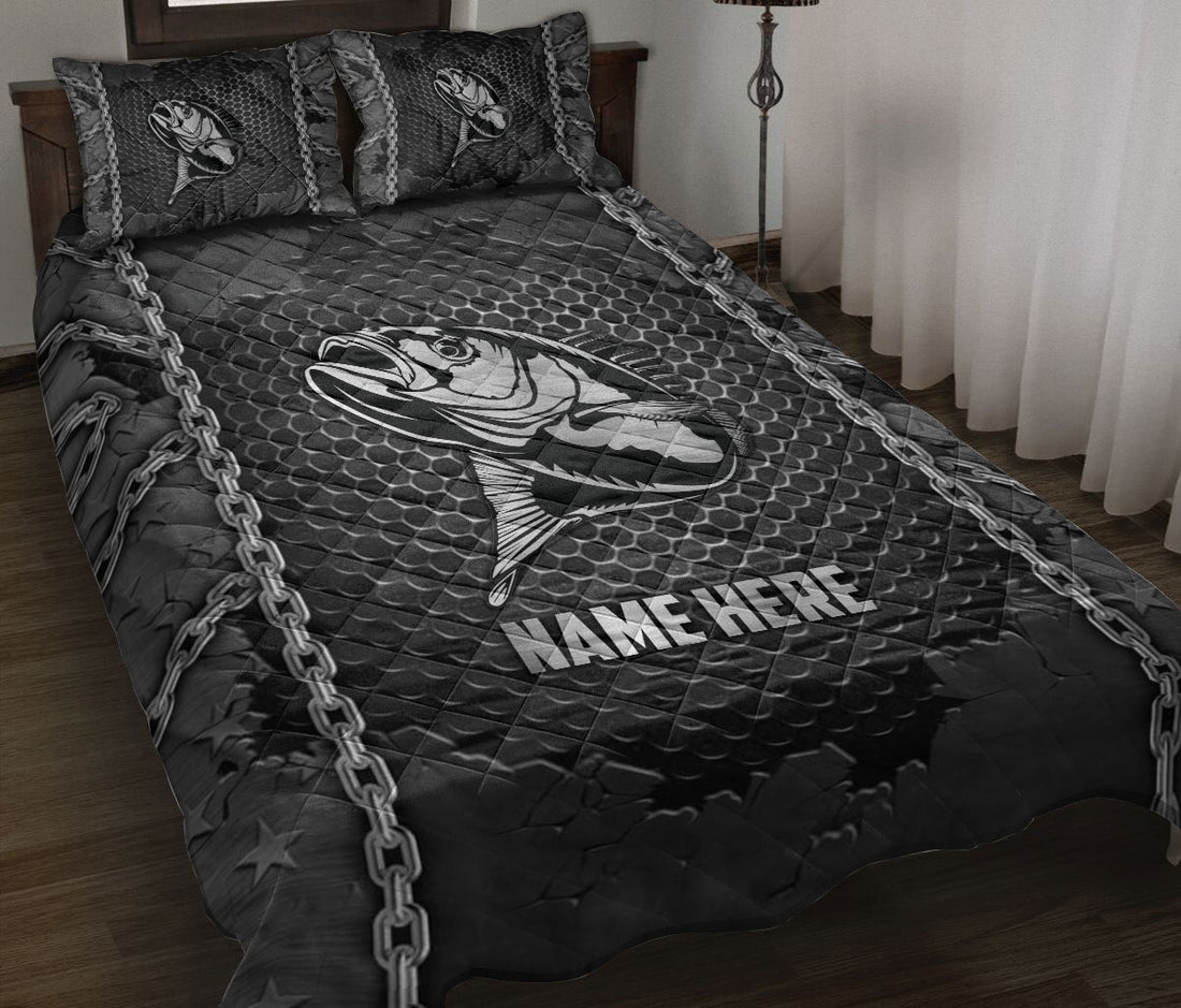 Ohaprints-Quilt-Bed-Set-Pillowcase-Fishing-Fisherman-Iron-Chain-Pattern-Unique-Gifts-Custom-Personalized-Name-Blanket-Bedspread-Bedding-557-Throw (55'' x 60'')