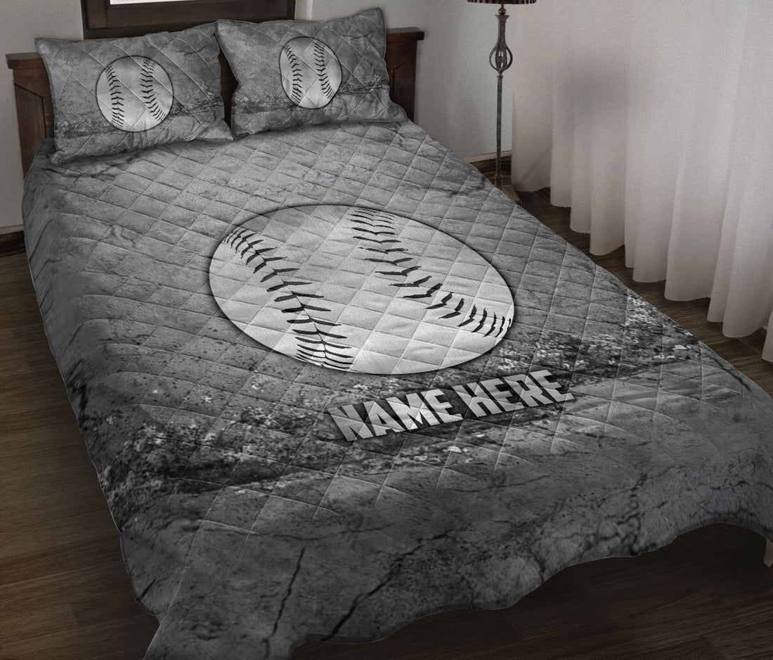 Ohaprints-Quilt-Bed-Set-Pillowcase-Baseball-Scratch-Gray-Pattern-Unique-Gifts-Custom-Personalized-Name-Blanket-Bedspread-Bedding-2908-Throw (55'' x 60'')