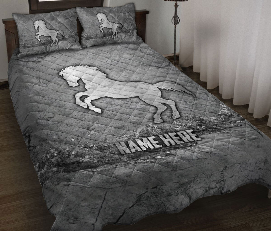 Ohaprints-Quilt-Bed-Set-Pillowcase-Horse-Scratch-Gray-Pattern-Unique-Gifts-Custom-Personalized-Name-Blanket-Bedspread-Bedding-558-Throw (55'' x 60'')