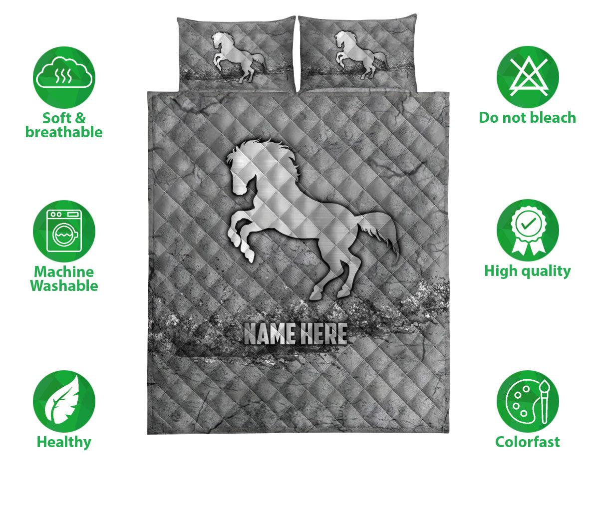 Ohaprints-Quilt-Bed-Set-Pillowcase-Horse-Scratch-Gray-Pattern-Unique-Gifts-Custom-Personalized-Name-Blanket-Bedspread-Bedding-558-Double (70'' x 80'')