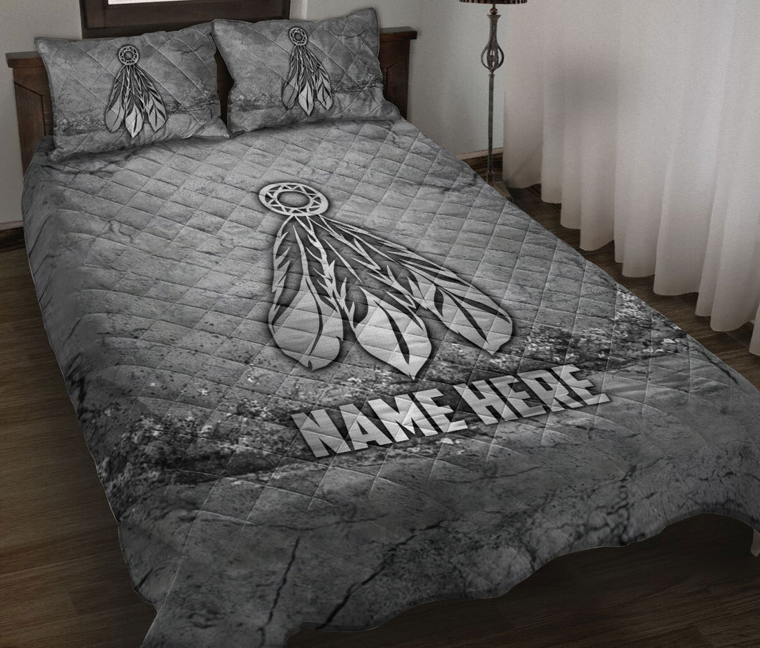 Ohaprints-Quilt-Bed-Set-Pillowcase-Hunter-Deer-Hutning-Scratch-Gray-Pattern-Unique-Gifts-Custom-Personalized-Name-Blanket-Bedspread-Bedding-2909-Throw (55'' x 60'')